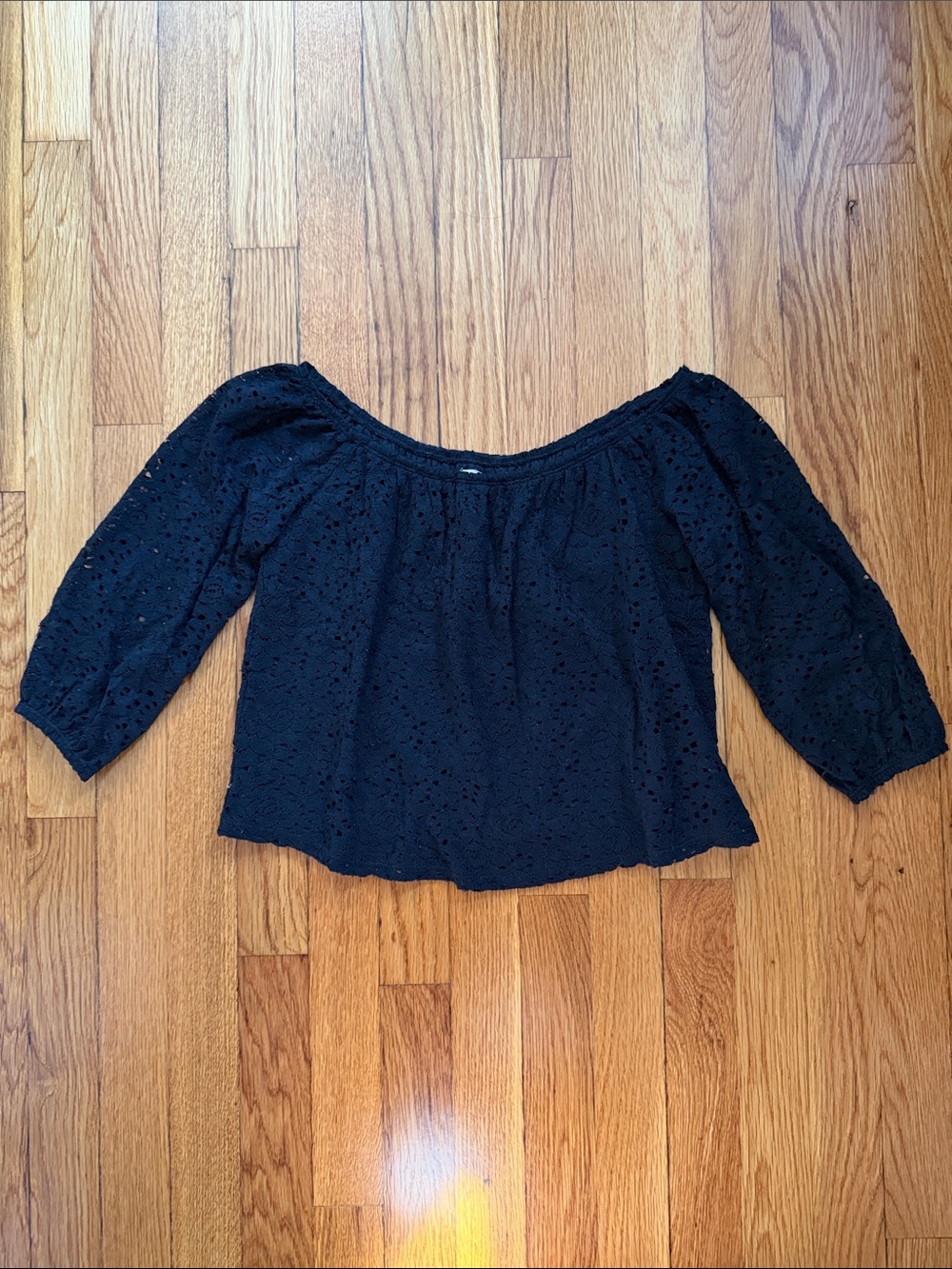 Hollister Black Eyelet Off-Shoulder Women's Top